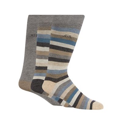 RJR.John Rocha Designer pack of three blue block striped socks